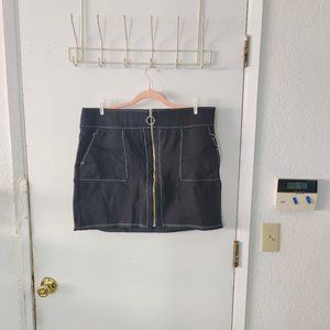 Black Mini Skirt with White Seaming and Pockets from INC - XL